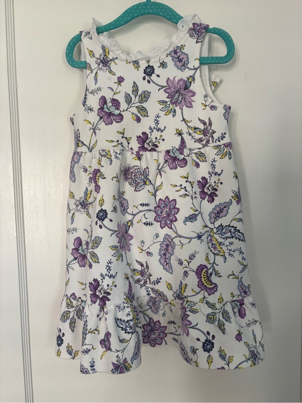 Janie and Jack White Dress with Purple Floral Print
